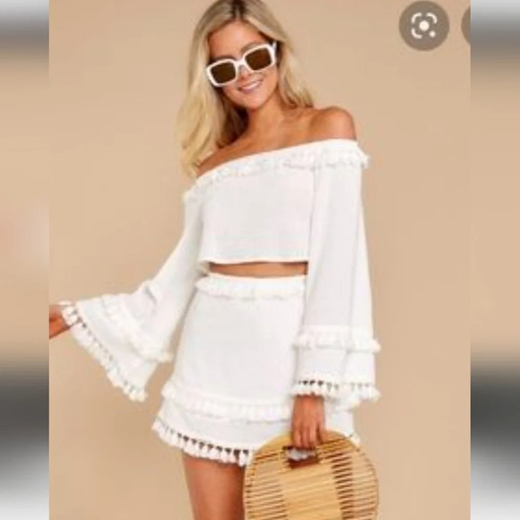 THE INDIGO CHILD Tassel skirt And Cropped Top Set. Maroon/Burgundy. Size small - Picture 3 of 15